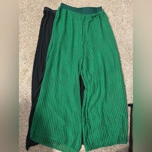 Green and Black Wide-Leg cover up Pants